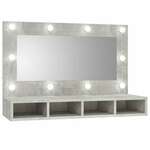 vidaXL Omarica z ogledalom in LED lučkami betonsko siva 90x31,5x62 cm