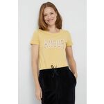 Kratka majica GAP ženski, bež barva - bež. Kratka majica iz kolekcije GAP. Model izdelan iz tanke, elastične pletenine.