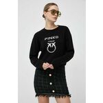 Volnen pulover Pinko ženski - črna. Pulover iz kolekcije Pinko. Model izdelan iz vzorčaste pletenine. Zaradi svoje visoke termoregulacijske sposobnosti vam volna pomaga ohranjati toploto, ko je hladno, in svežino, ko je toplo.