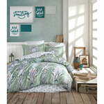 Zelena posteljnina iz bombažnega satena za zakonsko posteljo Primacasa by Türkiz Mavariova, 220 x 240 cm
