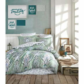 Zelena posteljnina iz bombažnega satena za zakonsko posteljo Primacasa by Türkiz Mavariova