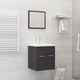 Vidaxl Komplet kopalniškega pohištva sive barve iverna plošča