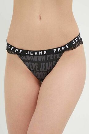 Tangice Pepe Jeans črna barva - črna. Tangice iz kolekcije Pepe Jeans. Model izdelan iz čipkastega materiala.