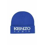 Otroška kapa s primesjo volne Kenzo Kids mornarsko modra barva - mornarsko modra. Otroški kapa iz kolekcije Kenzo Kids. Model izdelan iz pletenine s potiskom. Izjemno udoben material.