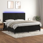 Box spring postelja z vzmetnico LED črna 200x200 cm žamet - vidaXL - črna - 93,28 - 200 x 200 cm - vidaXL