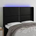 vidaXL LED posteljno vzglavje črno 147x16x118/128 cm umetno usnje
