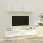 Vidaxl Komplet TV omaric 6-delni visok sijaj bel inženirski les