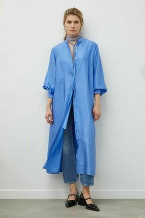 Obleka Gestuz - modra. Obleka iz kolekcije Gestuz. Model izdelan iz lahke tkanine. Model iz izjemno udobne