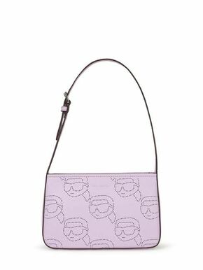 Usnjena torbica Karl Lagerfeld vijolična barva - vijolična. Torba iz kolekcje Karl Lagerfeld. Na zapenjanje model narejen iz naravnega usnja.