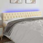 vidaXL LED posteljno vzglavje krem 200x7x78/88 cm blago