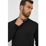 Volnen pulover Emporio Armani moški, črna barva - črna. Pulover iz kolekcije Emporio Armani. Model izdelan iz enobarvne pletenine. Deviška volna je lažja od klasične volne. Odlikujejo jo izjemna mehkoba, finost in trpežnost.