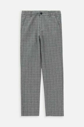 Otroške hlače s primesjo lanu Coccodrillo siva barva - siva. Otroški elegantne hlače iz kolekcije Coccodrillo. Model izdelan iz vzorčaste tkanine.