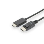 Digitus kabel displayport 1.2 adapter z zaporo 4k 60hz uhd tip dp/hdmi a m/m črn 2m