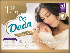 DADA Extra Care Plenice za enkratno uporabo 1 Novorojenček (2-5 kg) 26 kos