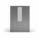 Siva garderobna omara z ogledalom 147x200 cm Derry - Cosmopolitan Design