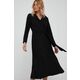 Obleka Lauren Ralph Lauren črna barva, - črna. Obleka iz kolekcije Lauren Ralph Lauren. Teliran model izdelan iz enobarvne tkanine.