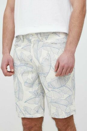 Bombažne kratke hlače Guess bež barva - bež. Kratke hlače iz kolekcije Guess. Model izdelan iz vzorčastega materiala. Lahek in udoben model