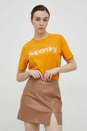 Bombažen t-shirt Superdry oranžna barva - oranžna. T-shirt iz kolekcije Superdry. Model izdelan iz tanke