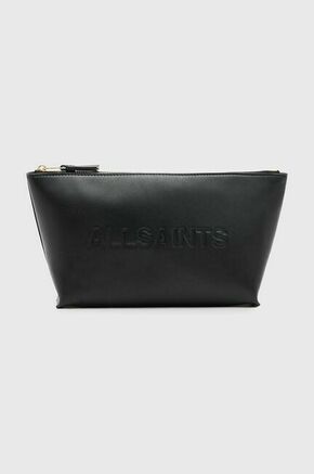 Usnjena večerna torbica AllSaints EMILE črna barva - črna. Majhna torbica iz kolekcije AllSaints. Model na zapenjanje