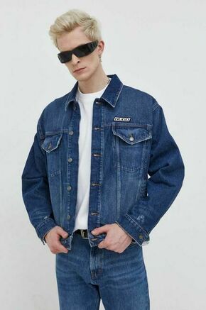 Jeans jakna HUGO moška - modra. Jakna iz kolekcije HUGO. Prehoden model