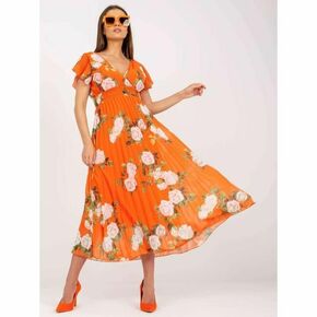 ITALY MODA Ženska plisirana cvetlična midi obleka DANNI oranžna DHJ-SK-15722.67P_387938 Univerzalni