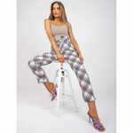 ITALY MODA Ženske kariraste hlače RODD ecru-purple DHJ-SP-3689.08_386089 XL