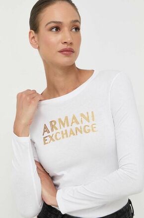 Bombažna majica z dolgimi rokavi Armani Exchange bela barva - bela. Majica z dolgimi rokavi iz kolekcije Armani Exchange