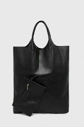 Usnjena torbica Answear Lab črna barva - črna. Torba iz kolekcje Answear Lab. Brez zapenjanja model narejen iz naravnega usnja. Model je opremljen s torbico.