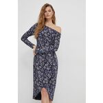 Obleka Lauren Ralph Lauren - mornarsko modra. Obleka iz kolekcije Lauren Ralph Lauren. Model izdelan iz tanke, zelo elastične pletenine. Zaradi vsebnosti poliestra je tkanina bolj odporna na gubanje.