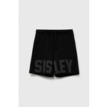Otroške bombažne kratke hlače Sisley črna barva - črna. Otroški kratke hlače iz kolekcije Sisley, izdelane iz lahkega blaga. Model iz izjemno udobne bombažne tkanine.