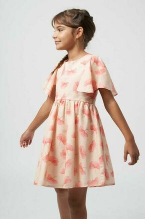 Otroška bombažna obleka Mayoral roza barva - roza. Otroški obleka iz kolekcije Mayoral. Model izdelan iz vzorčaste tkanine. Model iz izjemno udobne bombažne tkanine.