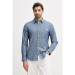 Bombažna srajca Calvin Klein Jeans moška, LV04RF109G - modra. Srajca iz kolekcije Calvin Klein Jeans, izdelana iz tanke, neelastične tkanine. Model iz izjemno udobne bombažne tkanine.
