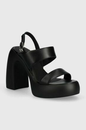 Usnjeni sandali Karl Lagerfeld ASTRAGON HI črna barva