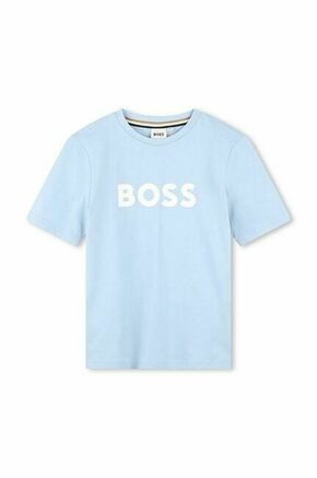 Otroška bombažna kratka majica BOSS - modra. Otroške kratka majica iz kolekcije BOSS. Model izdelan iz tanke