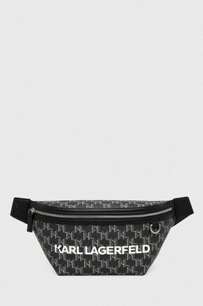 Torbica za okoli pasu Karl Lagerfeld črna barva - črna. Pasna torbica iz kolekcije Karl Lagerfeld. Model izdelan iz ekološkega usnja.