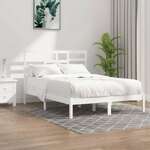 shumee Okvir za posteljo, masivni les, bela barva, 135x190 cm, dvoposteljna