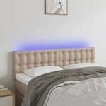 Vidaxl LED posteljno vzglavje kapučino 144x5x78/88 cm umetno usnje