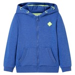 vidaXL Otroški pulover s kapuco in zadrgo modra melange 116