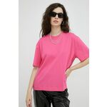Bombažna kratka majica Samsoe Samsoe roza barva - roza. Kratka majica iz kolekcije Samsoe Samsoe. Model izdelan iz enobarvne pletenine.