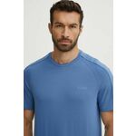 Majica lounge HUGO 50520480 - modra. Lahkotna kratka majica iz kolekcije HUGO, izdelana iz pletenine, prijetne na otip. Model iz izjemno udobne tkanine z visoko vsebnostjo bombaža.