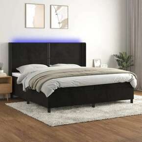 Box spring postelja z vzmetnico LED črna 200x200 cm žamet - vidaXL - črna - 200 x 200 cm - vidaXL