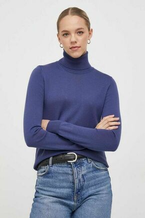 Volnen pulover Sisley ženski - modra. Pulover iz kolekcije Sisley. Model izdelan iz tanke