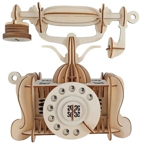 Woodcraft Lesena 3D sestavljanka Stari telefon