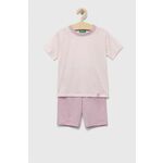 Otroška bombažna pižama United Colors of Benetton roza barva - roza. Otroški pižama iz kolekcije United Colors of Benetton. Model izdelan iz pletenine. Izjemno udoben material.