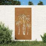 vidaXL Vrtna stenska dekoracija 105x55 cm corten jeklo palme