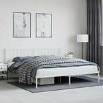 shumee Kovinski posteljni okvir z vzglavjem bel 193x203 cm