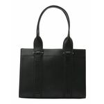 Torbica Love Moschino črna barva - črna. Srednje velika nakupovalna torbica iz kolekcije Love Moschino. Model na zapenjanje, izdelan iz ekološkega usnja.