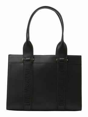 Torbica Love Moschino črna barva - črna. Srednje velika nakupovalna torbica iz kolekcije Love Moschino. Model na zapenjanje