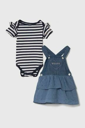 Komplet za dojenčka Guess mornarsko modra barva - mornarsko modra. Komplet za dojenčka iz kolekcije Guess. Model izdelan iz kombinacije pletenine in tkanine.