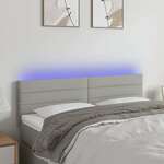 Greatstore LED posteljno vzglavje svetlo sivo 144x5x78/88 cm blago